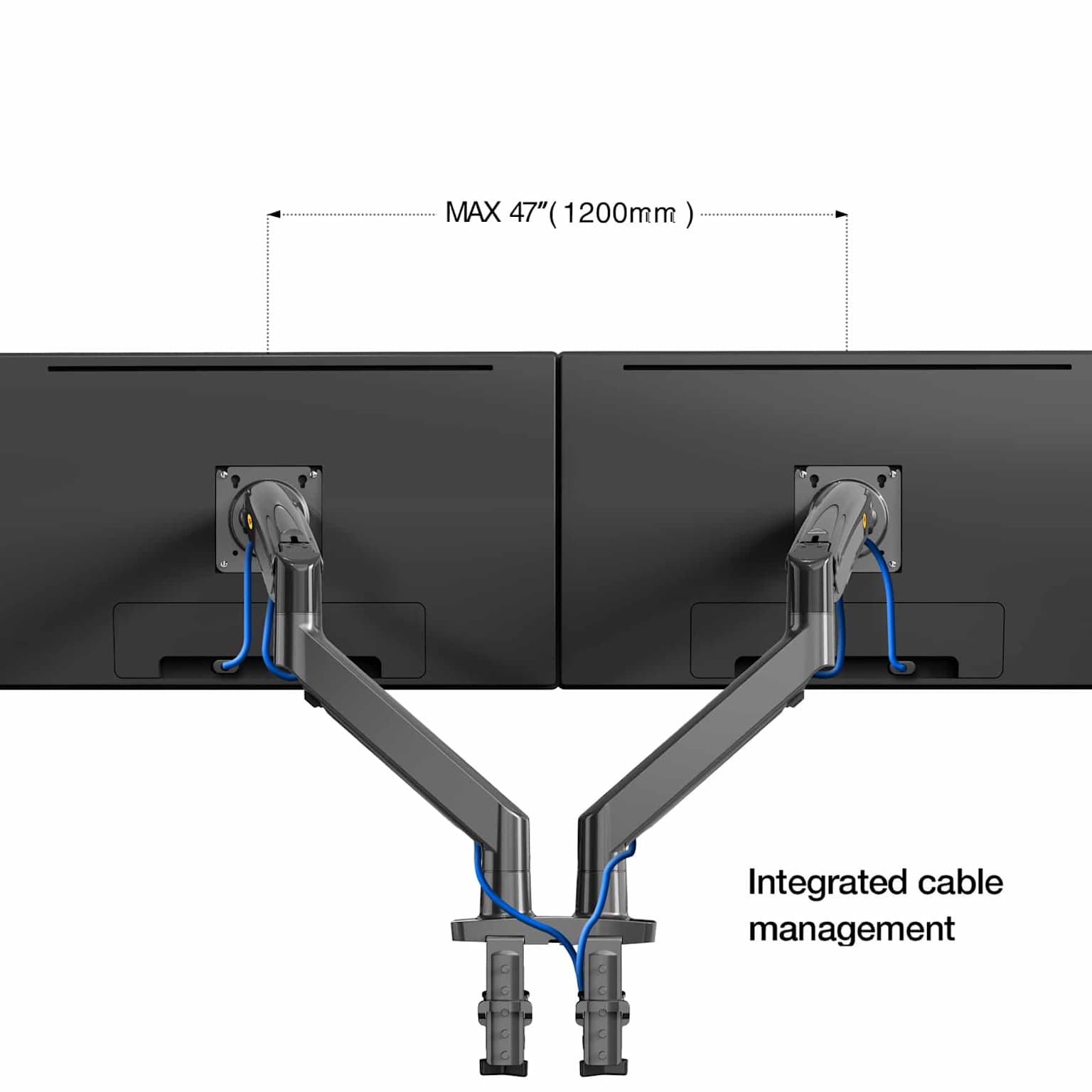 North Bayou G75 Dual Monitor Arm - gas spring desk mount holding two monitors