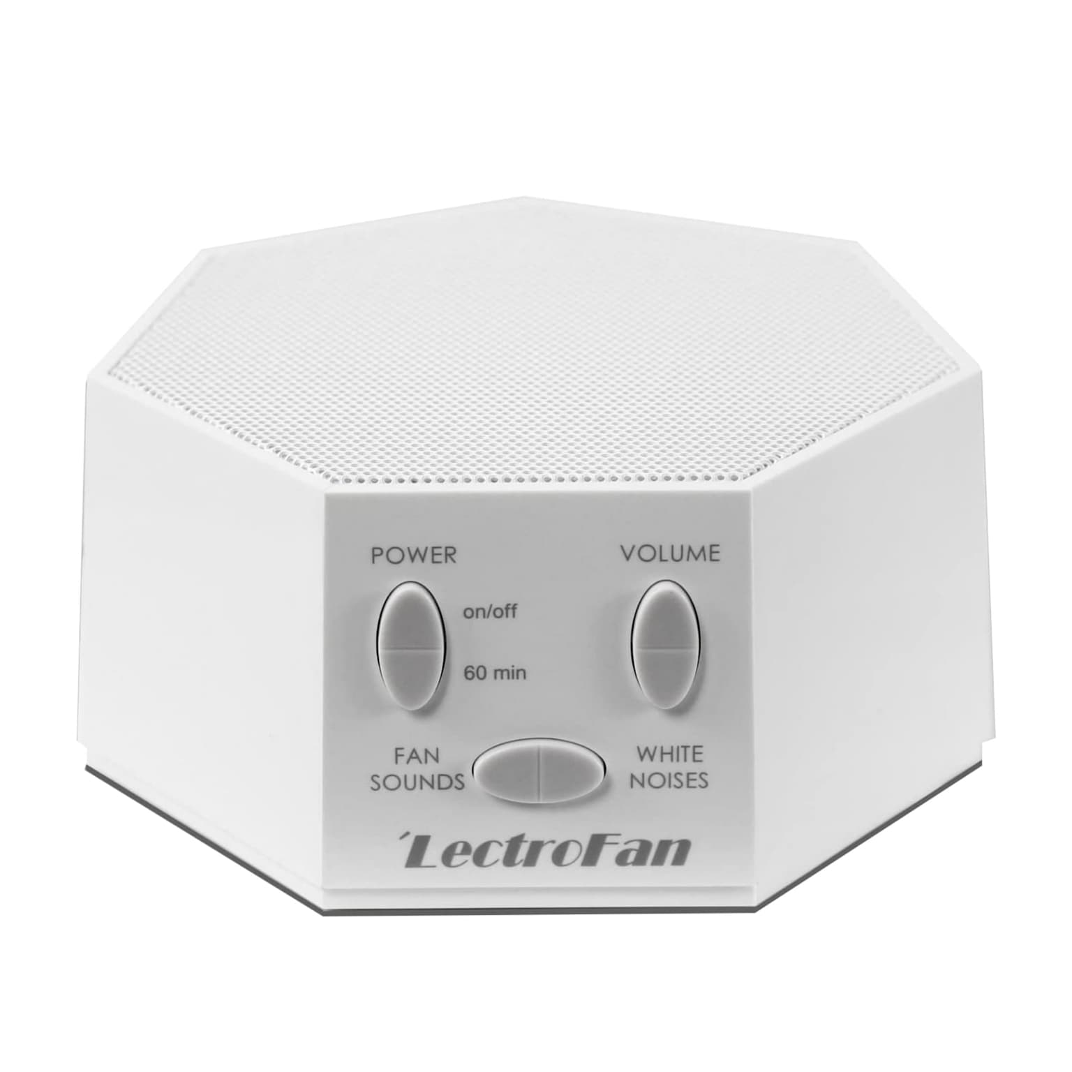 LectroFan Classic white noise sound machine two knobs white background product photo