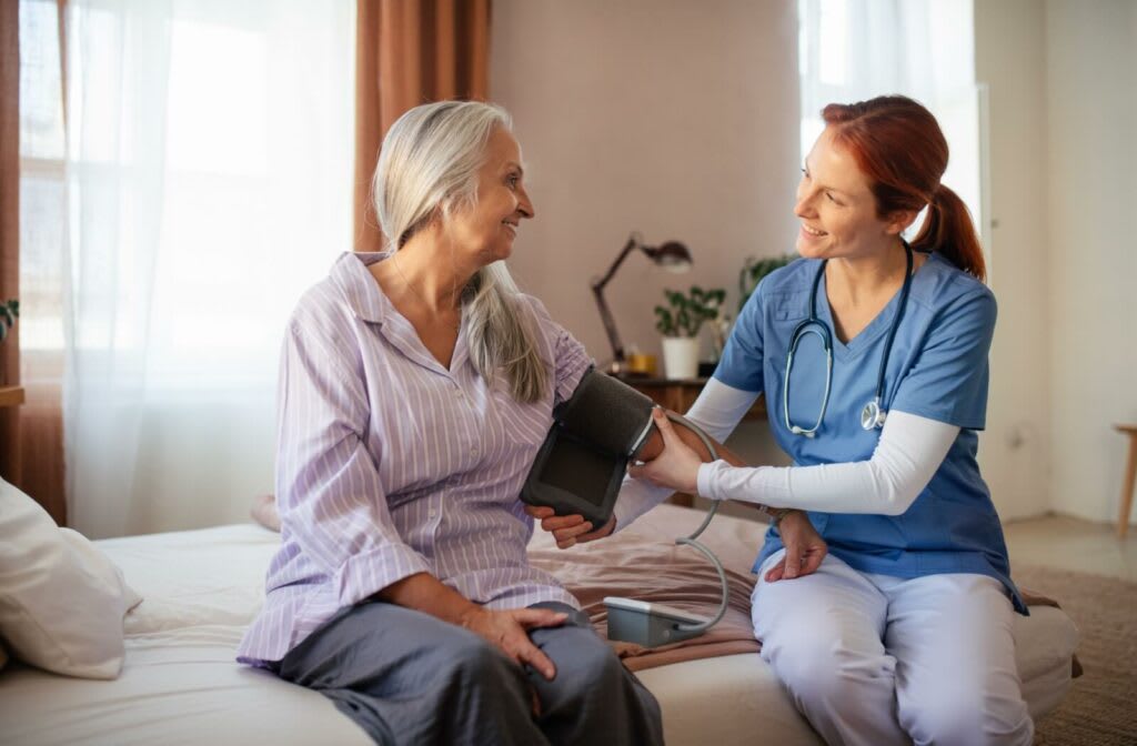 Clinician reviewing care steps with a patient
