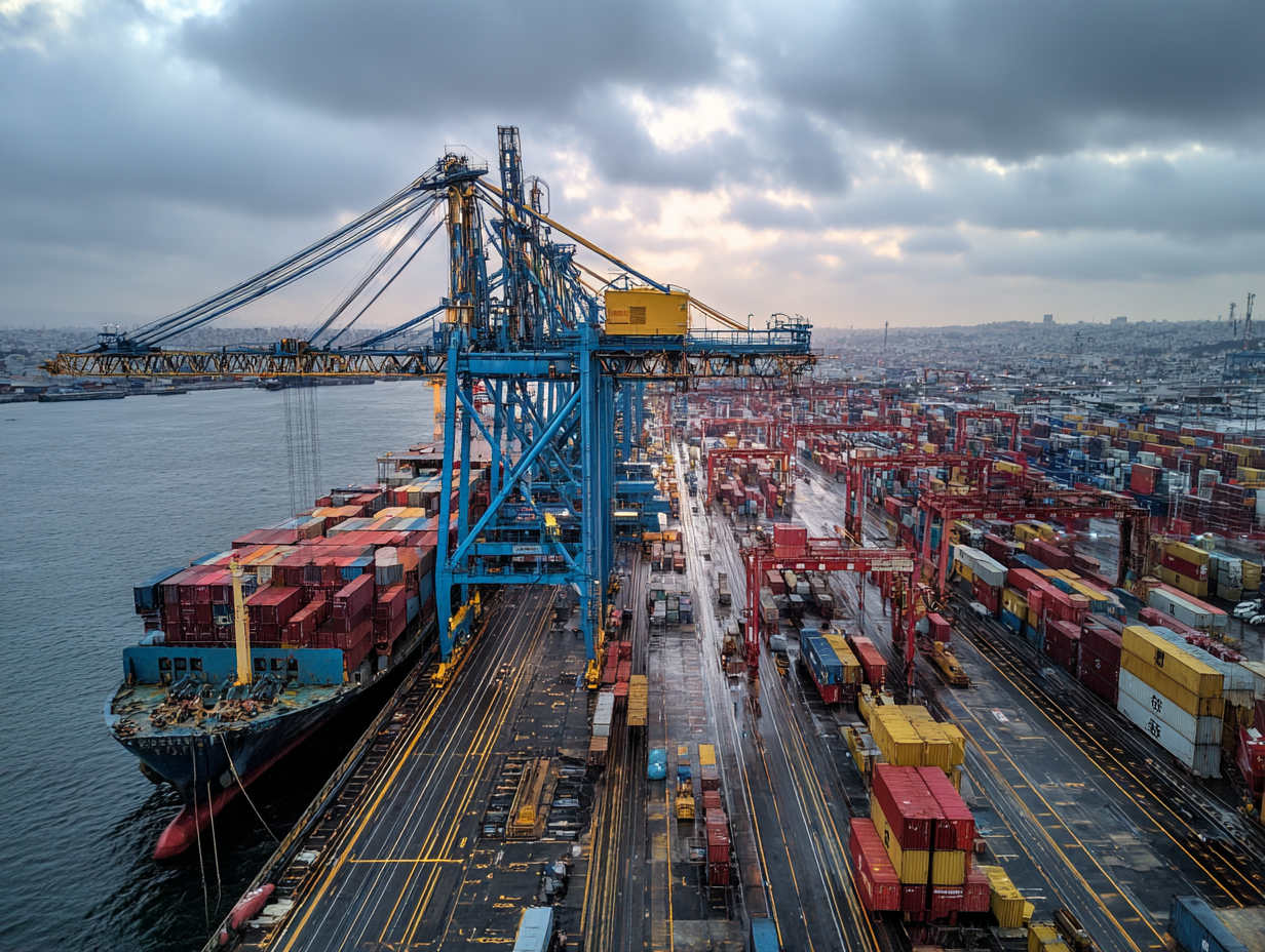 Cargo ship at Georgia's Black Sea port — logistics and transit sector