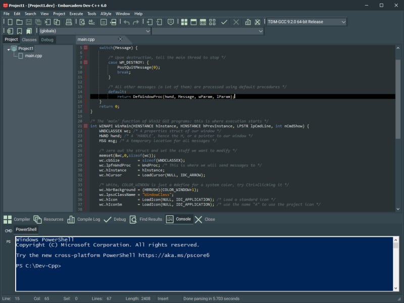 C++ Compiler — code editor screenshot