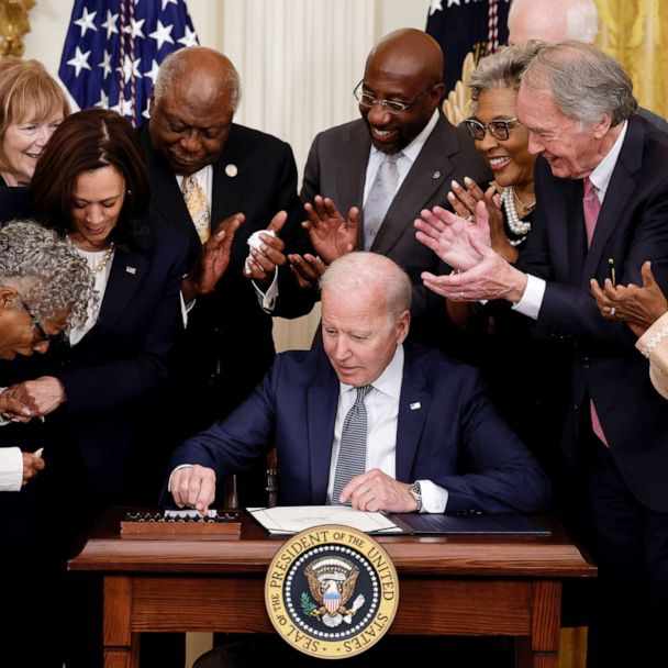 President Biden signing the law making Juneteenth a federal holiday.