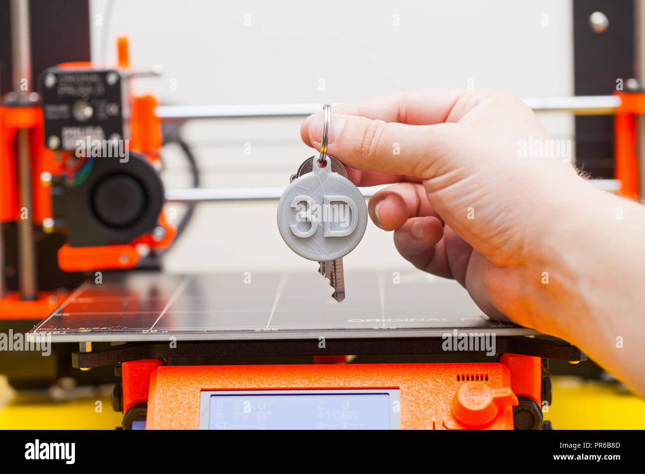 3D printed keychain in hand