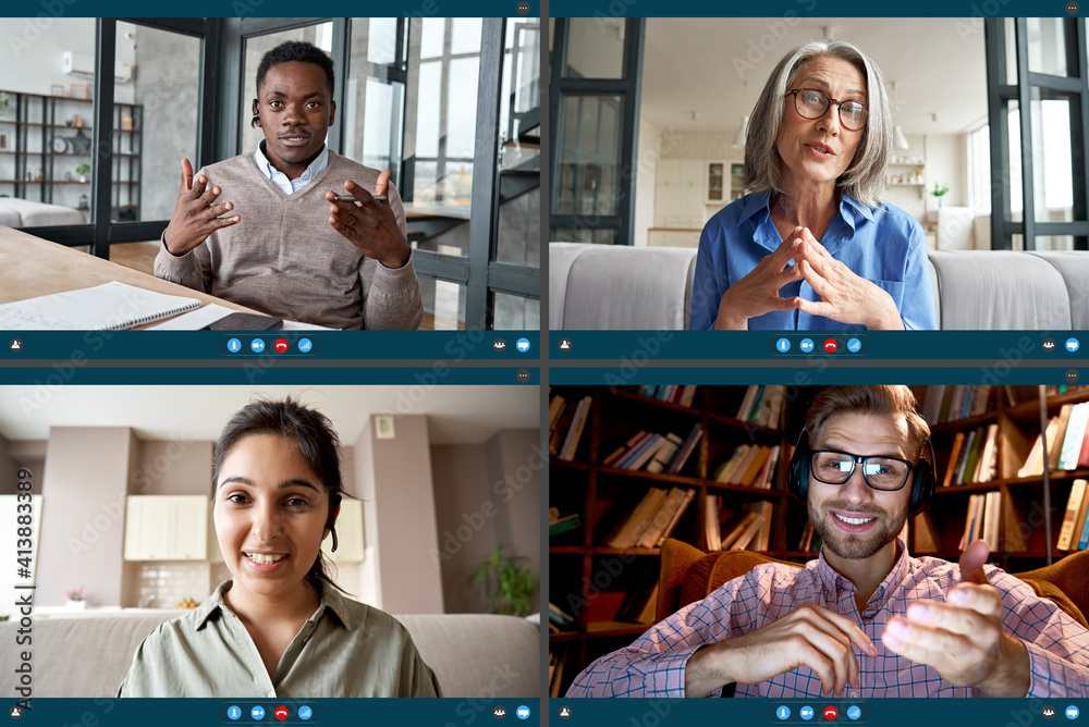 Diverse remote team on a video conference call