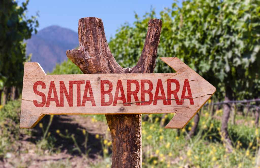 Santa Barbara directional sign in a sunny outdoor setting