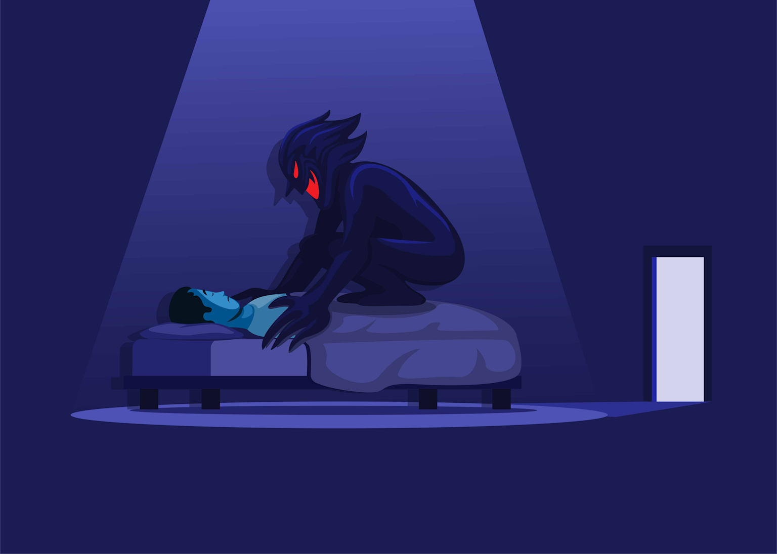 how to stop sleep paralysis — dark bedroom illustrating the terrifying hallucination experience