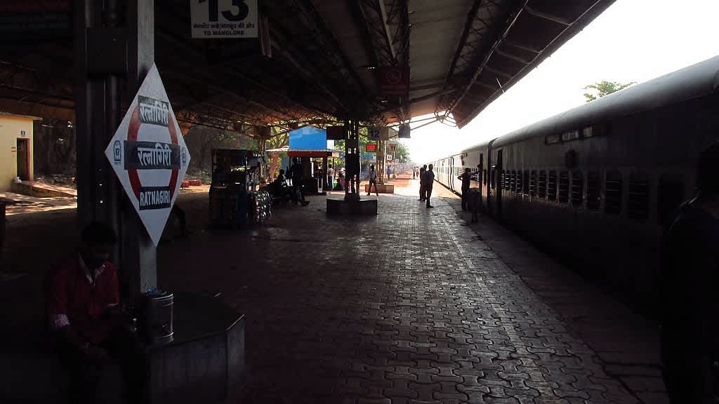 Platform scene at Ratnagiri railway station after rain-related structural damage concerns
