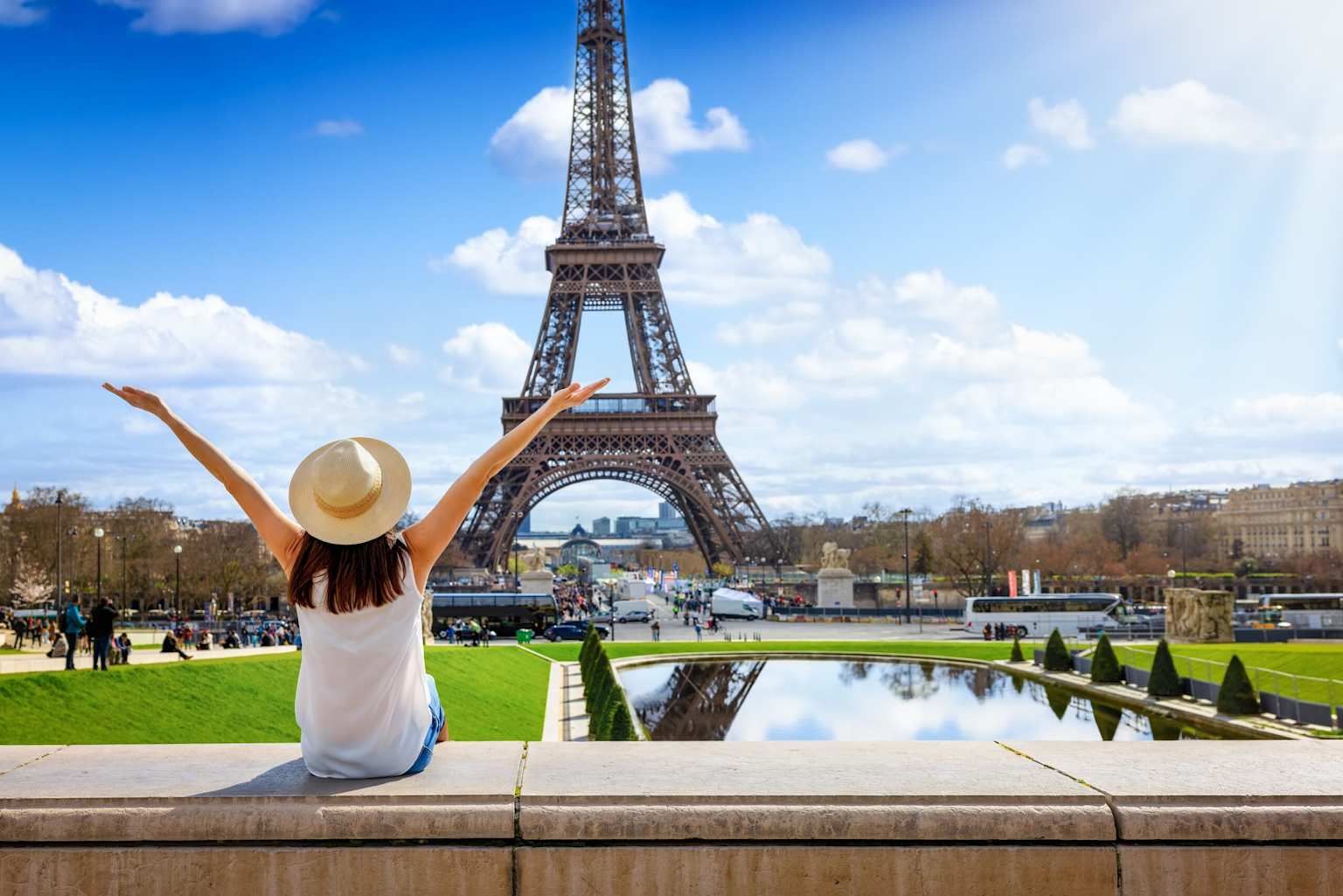 Tourist at Eiffel Tower Paris