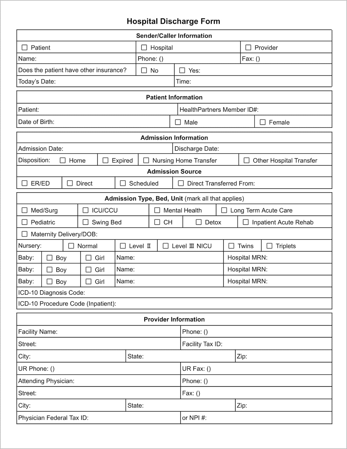 Karta wypisowa ze szpitala