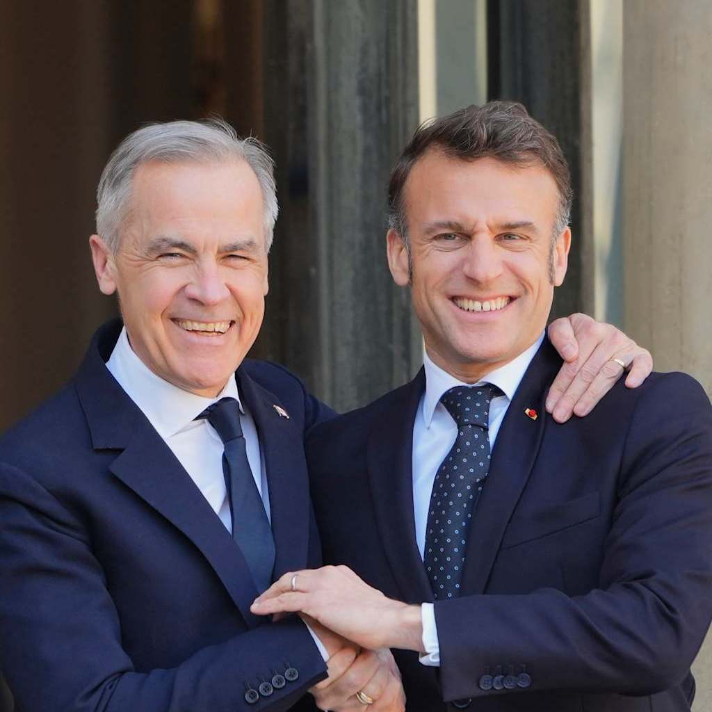 French President Emmanuel Macron Meets With New Canadian PM Mark Carney At Elysee Palace