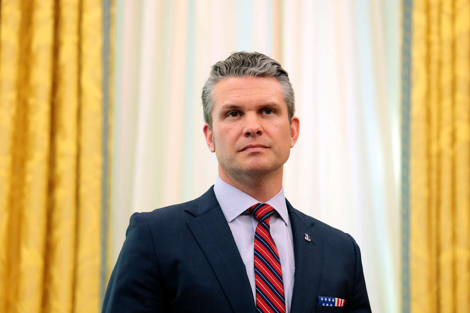 President Trump And Defense Secretary Hegseth Speak In The Oval Office