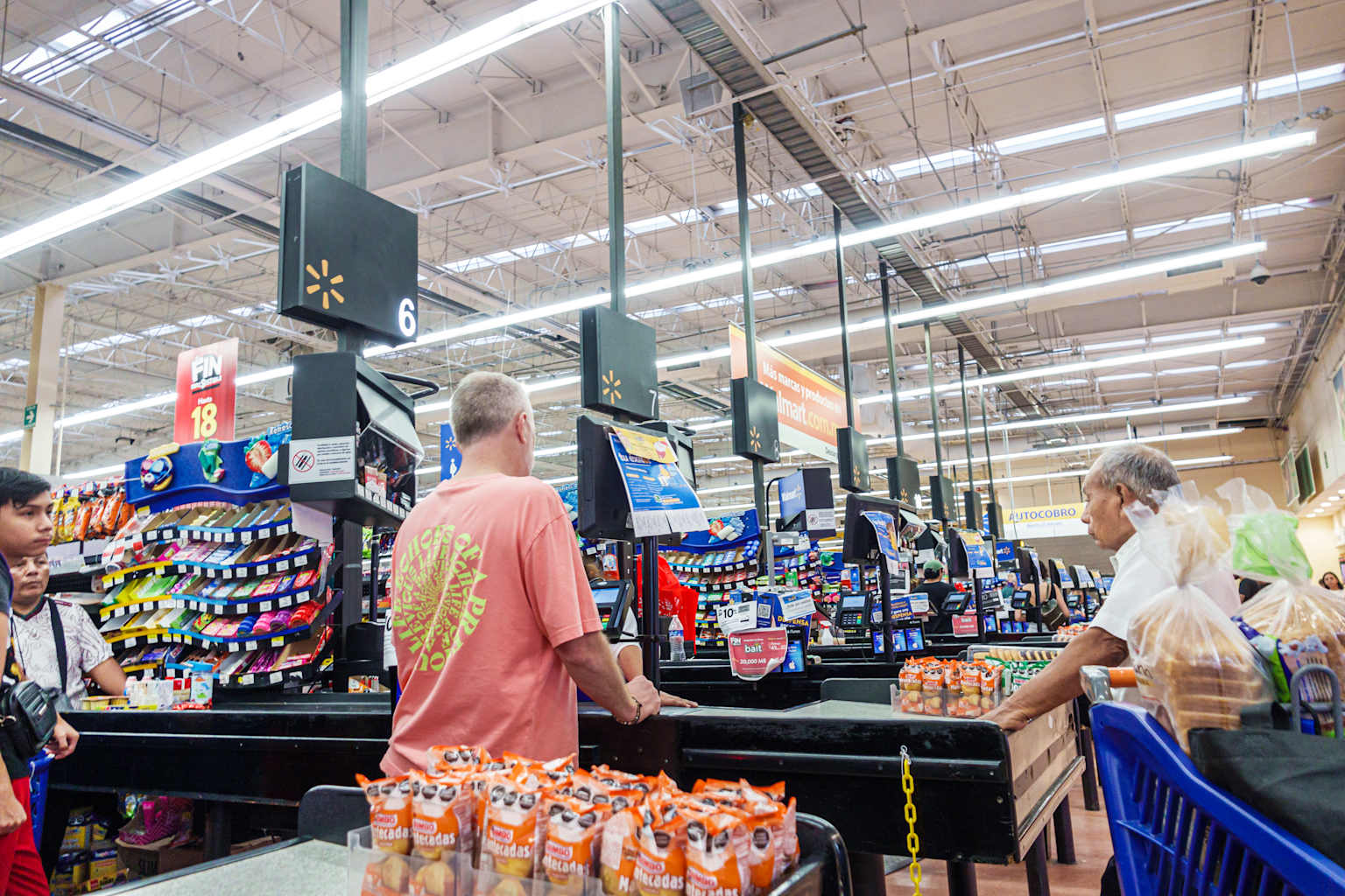 Merida, Mexico, Centro, Walmart discount department store, customers in line at checkout cashier