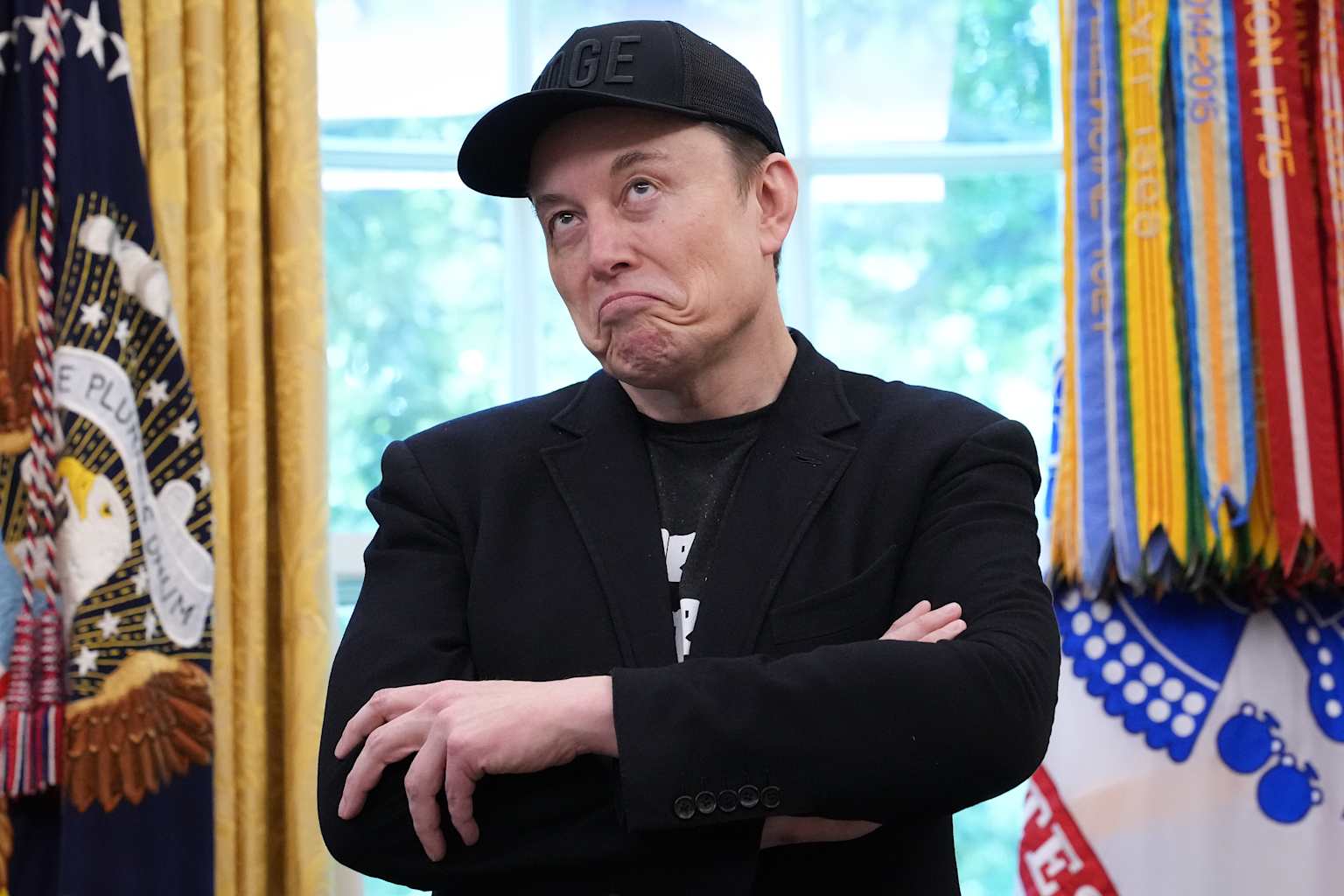 President Trump Holds Press Conference With Elon Musk in White House's Oval Office