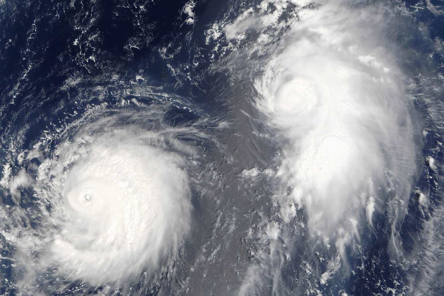 Typhoon Mawar And Tropical Cyclone Guchol, Western Pacific, In 2005, True Colour Satellite Image