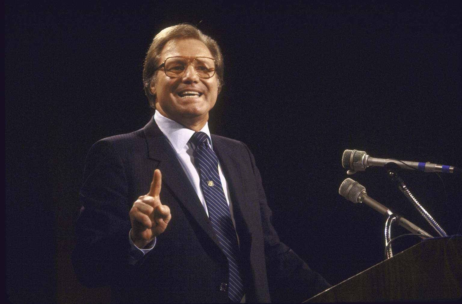 Pentacostal preacher Jimmy Swaggart speaking at convention