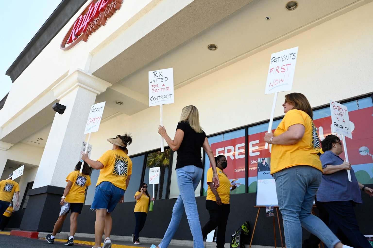 Pharmacist and fellow union members demanding a fair contract from grocery stores.