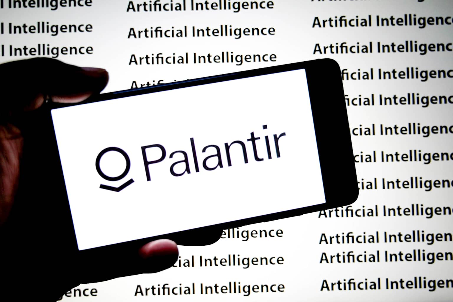 In this photo illustration, a Palantir logo is seen...