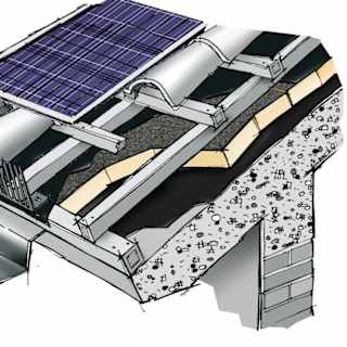 Solar panels integrated on roof with insulation layers