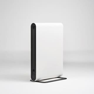 White plug-and-play photovoltaic storage battery with black accents on stand