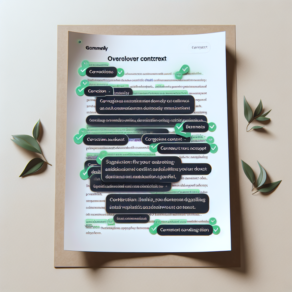 Grammarly e Errori Contestuali: Un documento con suggerimenti di correzione che non tengono conto del contesto, evidenziando le difficoltà di Grammarly nel comprendere testi complessi. 