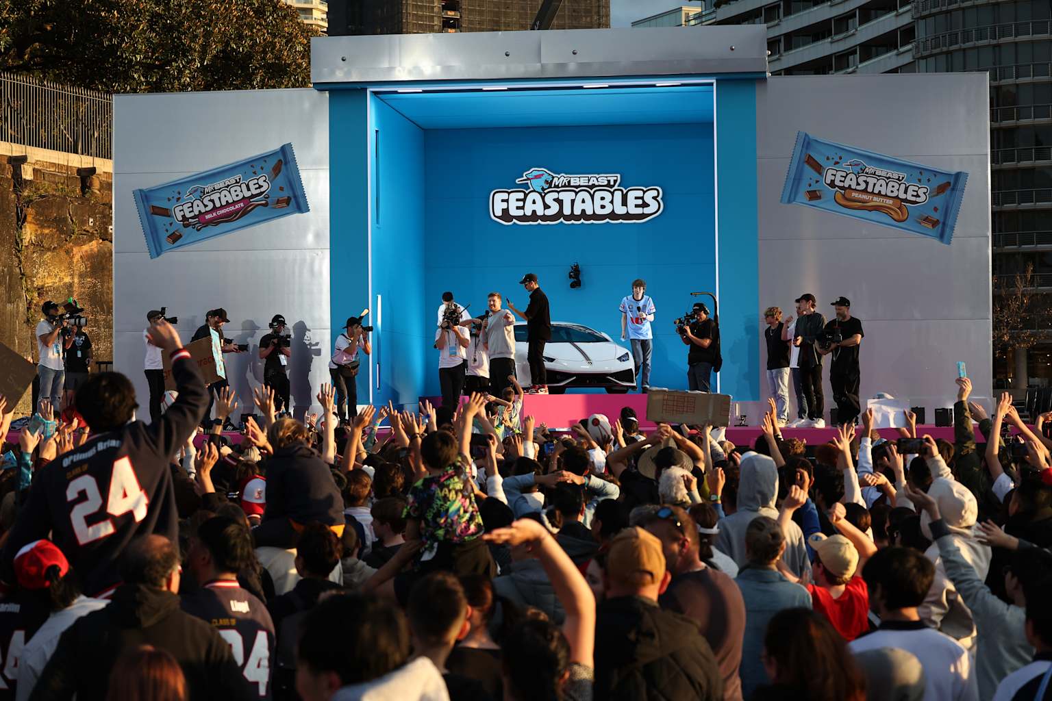 MrBeast Holds Car Giveaway At Sydney Opera House To Launch Feastables In Australia