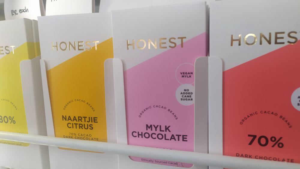 An array of Honest Chocolate bars at The Farm Deli