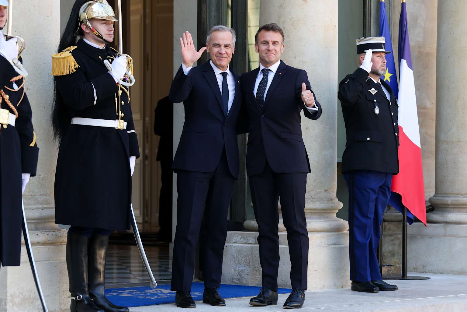 French President Emmanuel Macron Meets With New Canadian PM Mark Carney At Elysee Palace