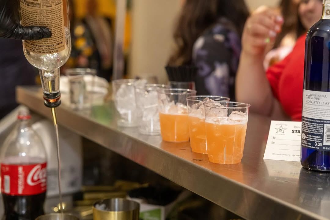 Cocktails displayed on bar