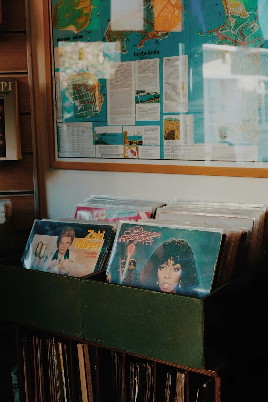 Vintage vinyl records display