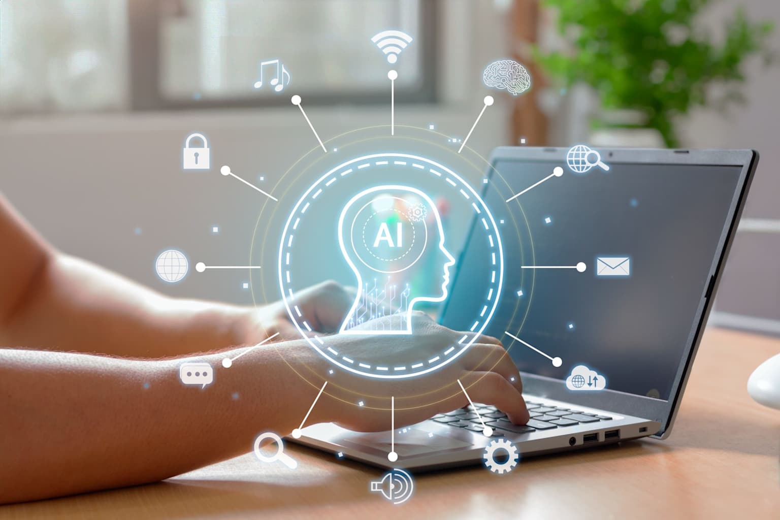 Illustrative graphic representing artificial intelligence and business digitalization