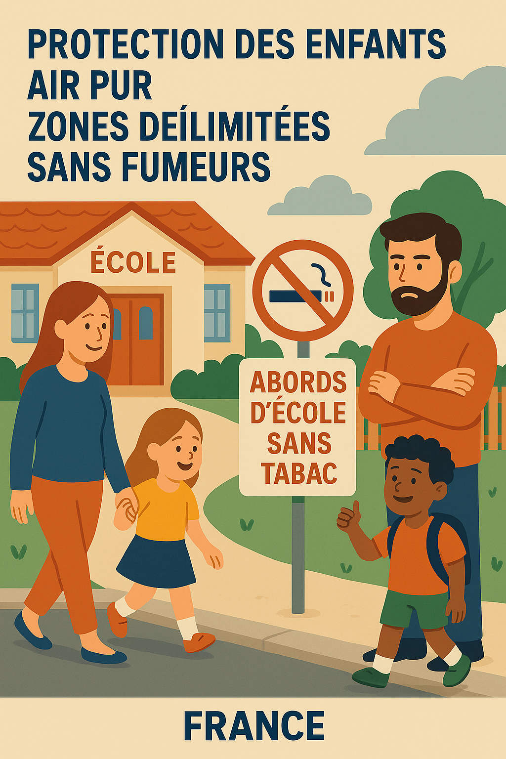 Zone sans tabac aux abords d'une \u00e9cole fran\u00e7aise