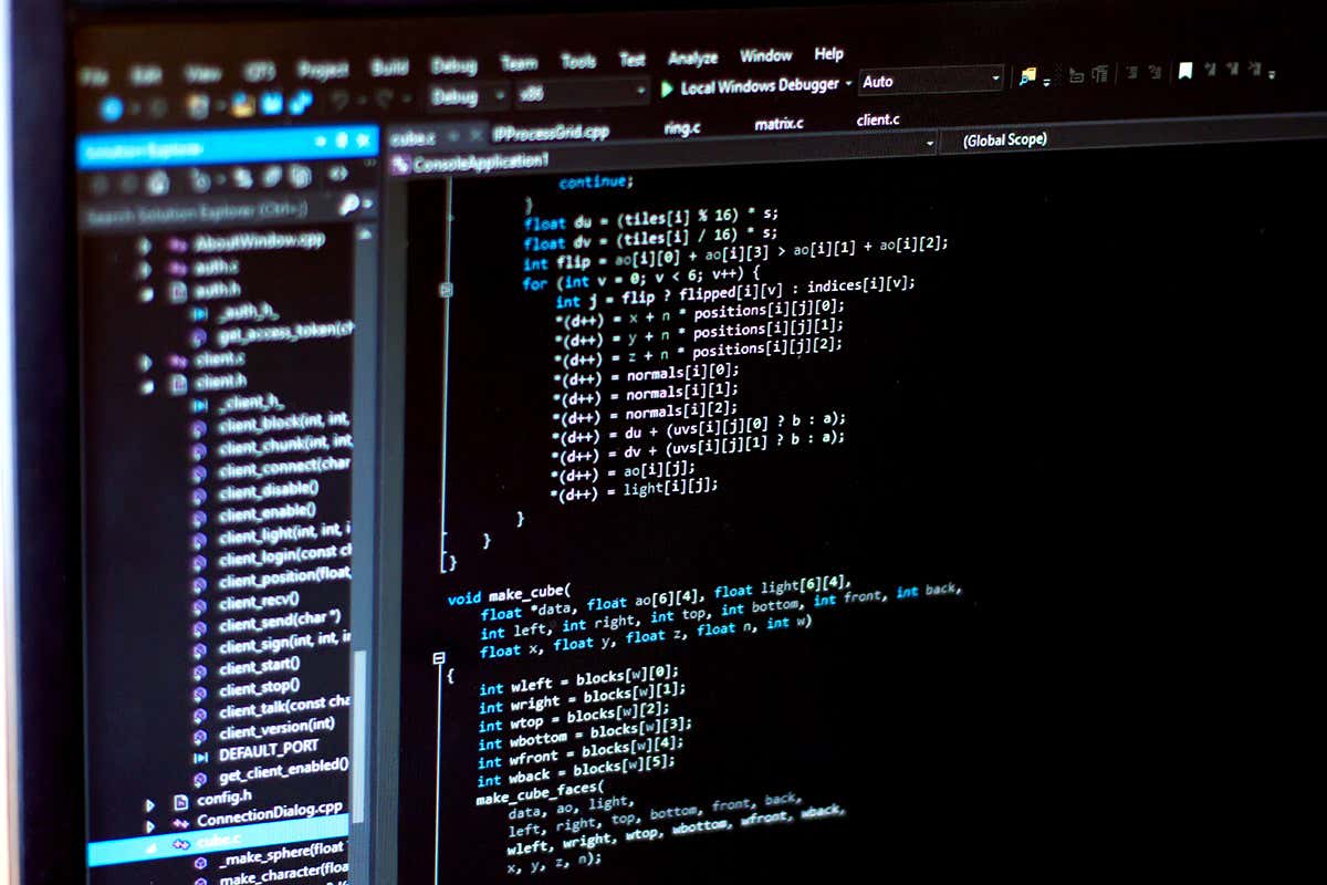 C++ code displayed in a Windows IDE