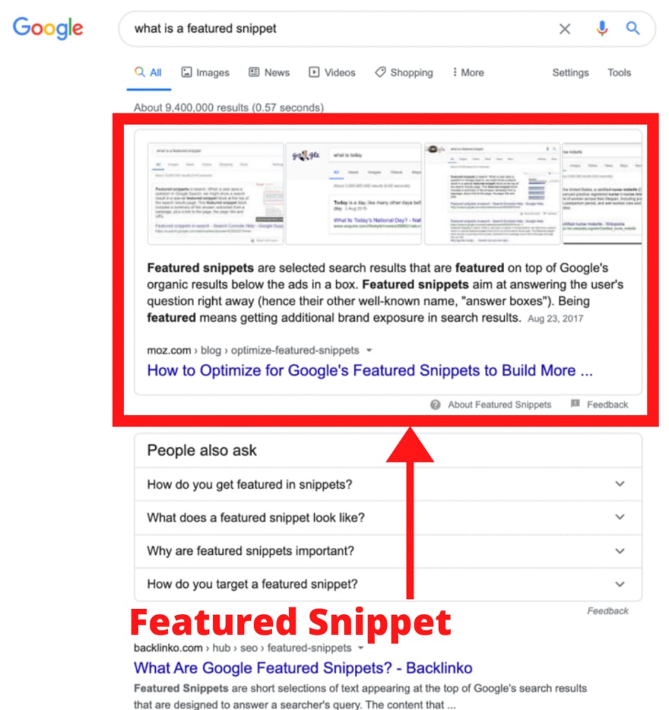 An Example of a Featured Snippet From a Google Search Results Page