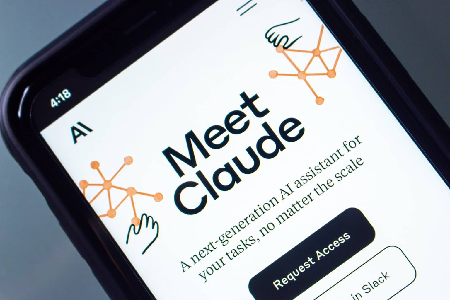 A mobile interface introducing Claude AI as a next-generation AI assistant.