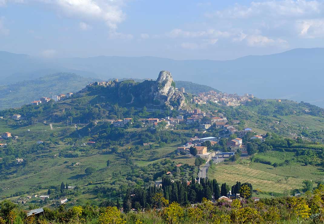San Fratello, Sicily, a medieval town atop rolling green hills