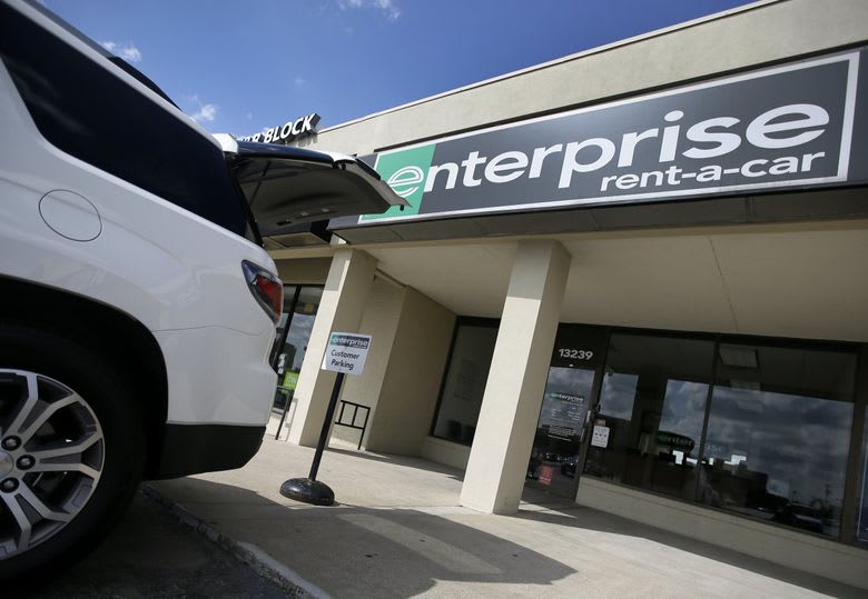 An Enterprise rental car at a rental location