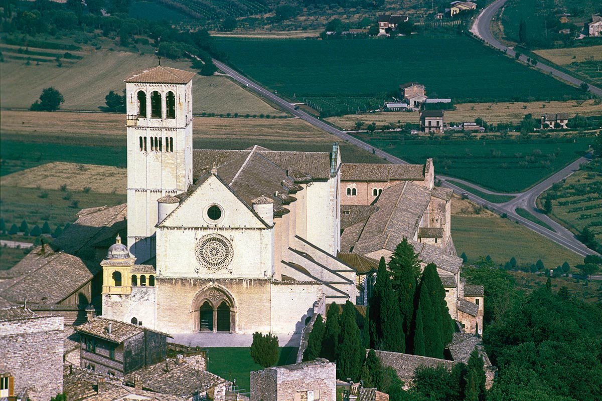 The Basilica of Saint Francis in Assisi, Italy, an iconic landmark dedicated to Saint Francis