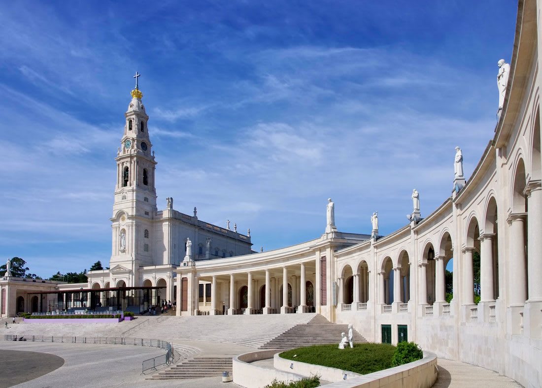 View of the Sanctuary of Fátima, a popular pilgrimage site in Portugal