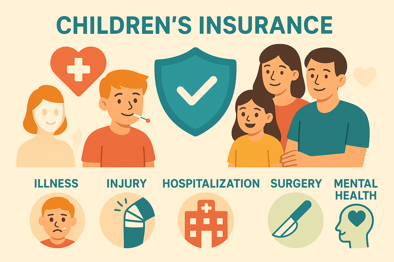 Infographic image summarizing children's insurance coverage for a blog post