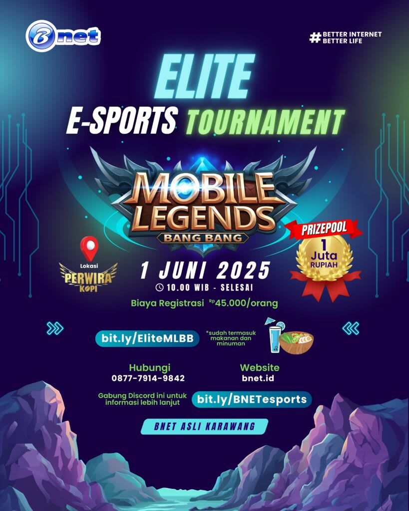 Advertisement for a Mobile Legends Bang Bang Elite E-Sports Tournament in June 2025.