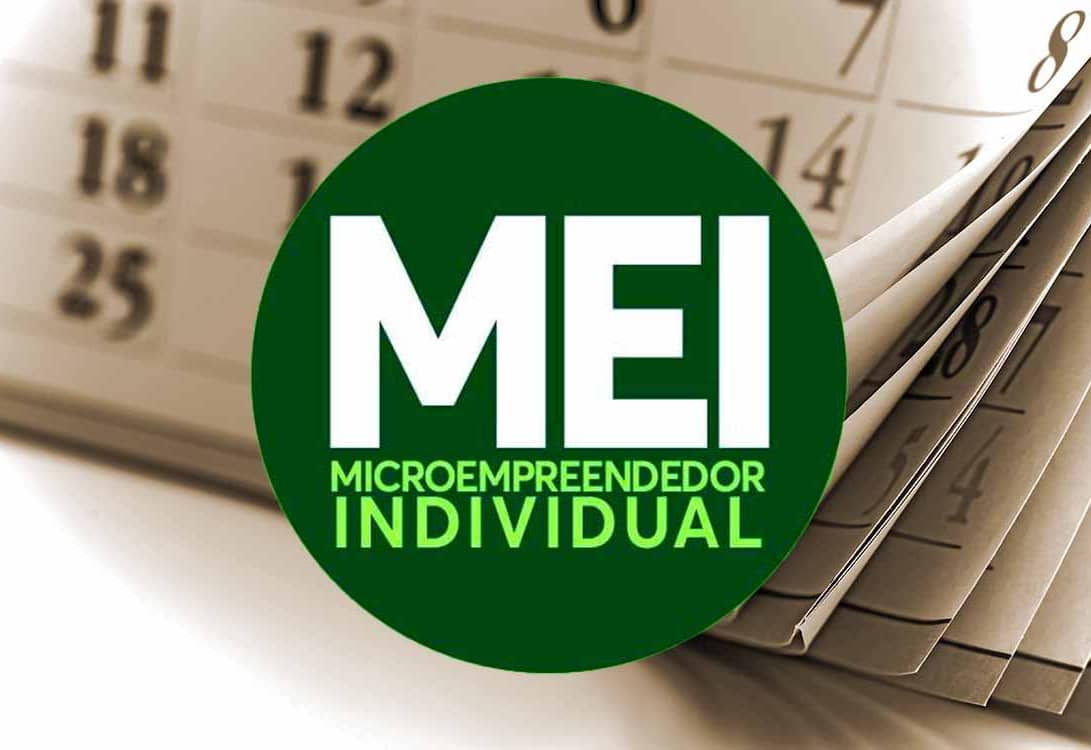 MEI (Microempreendedor Individual) logo superimposed on a calendar