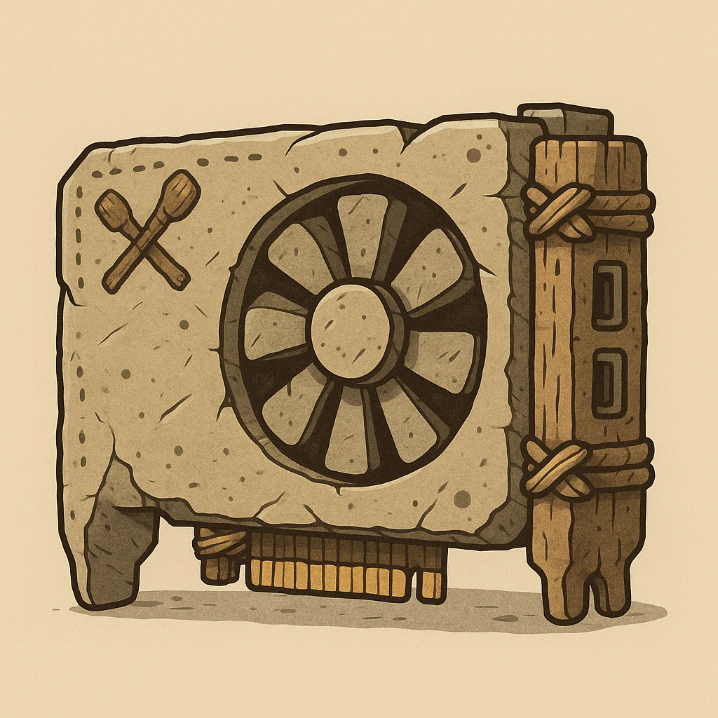 Humorous Stone Age style graphics card