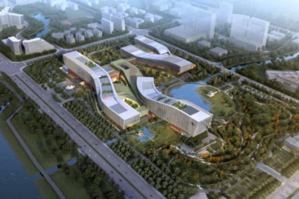 Aerial view of a modern Chinese research facility