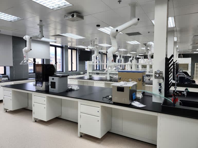A modern physical chemistry laboratory with advanced scientific equipment