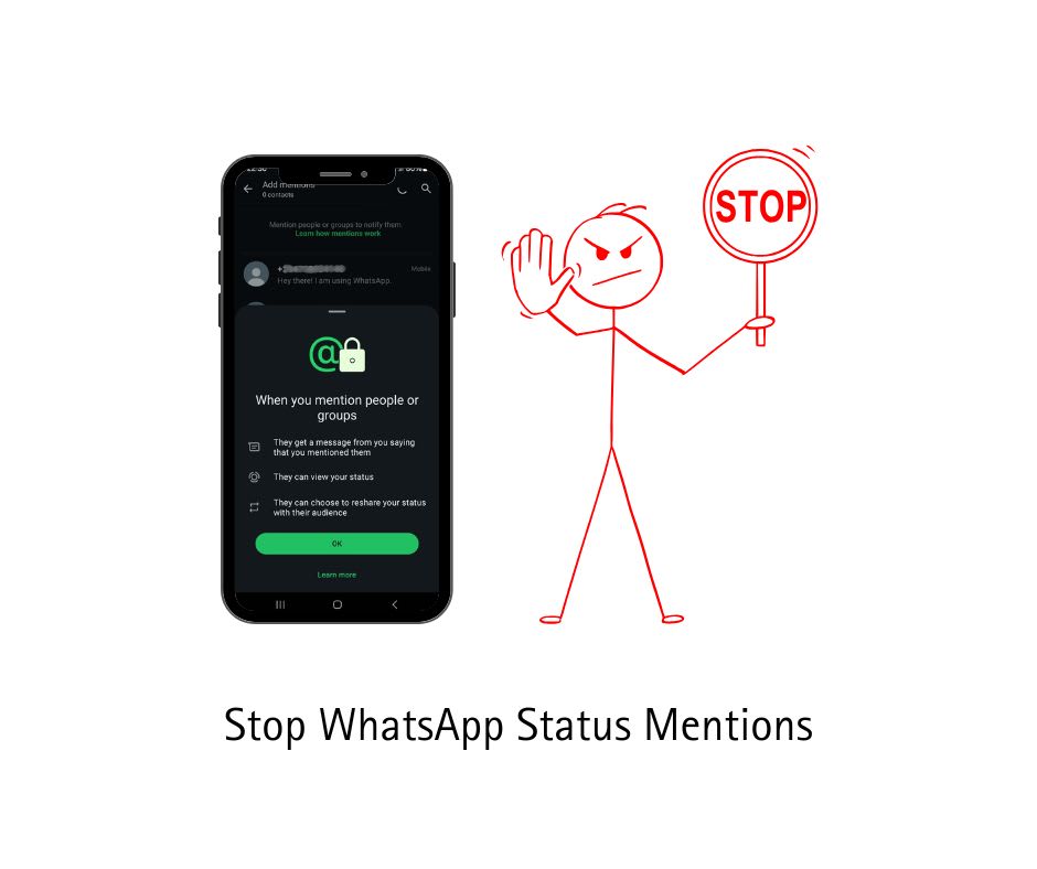 Settings to stop WhatsApp status mentions.