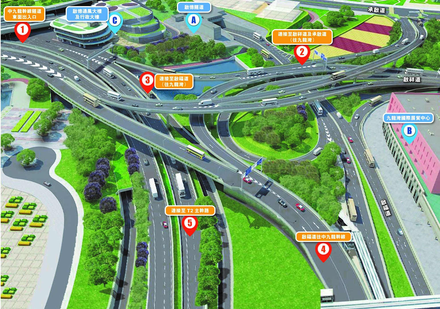 Overview of the Central Kowloon Route and its Connections to Key Locations