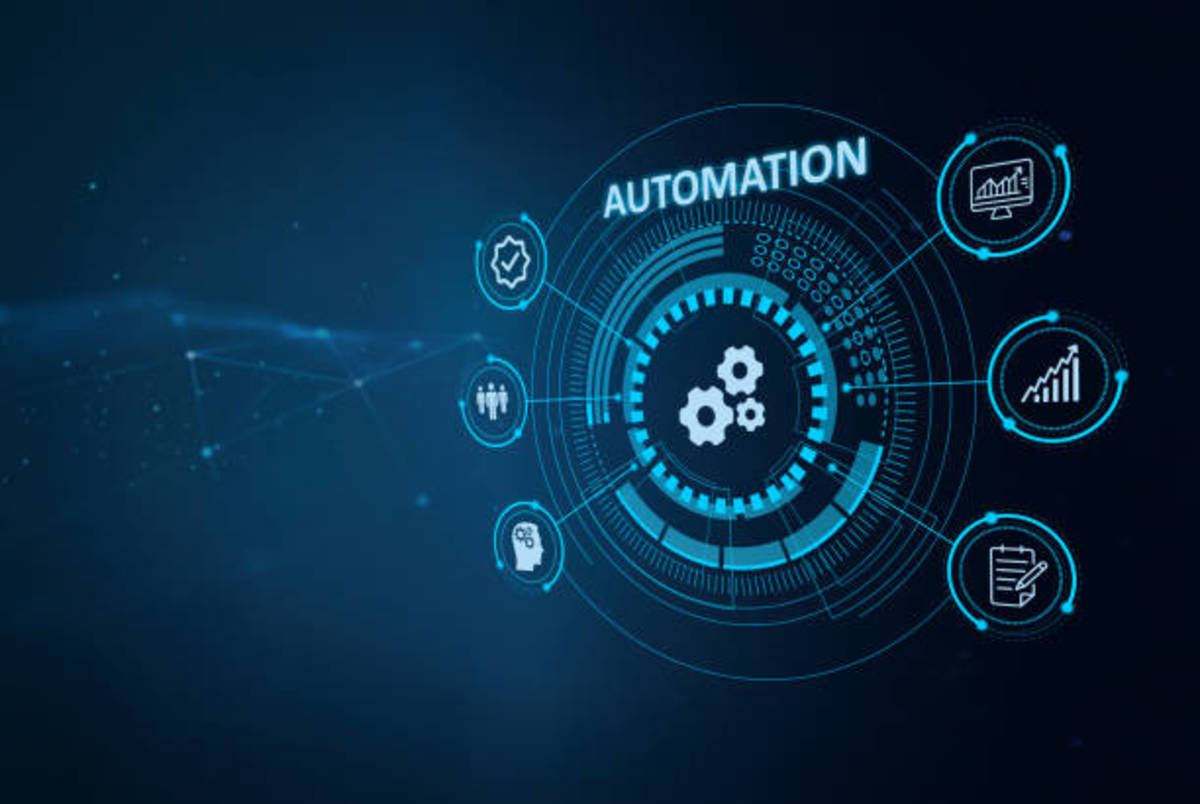 A digital interface illustrating the concept of automation and enterprise digital transformation.