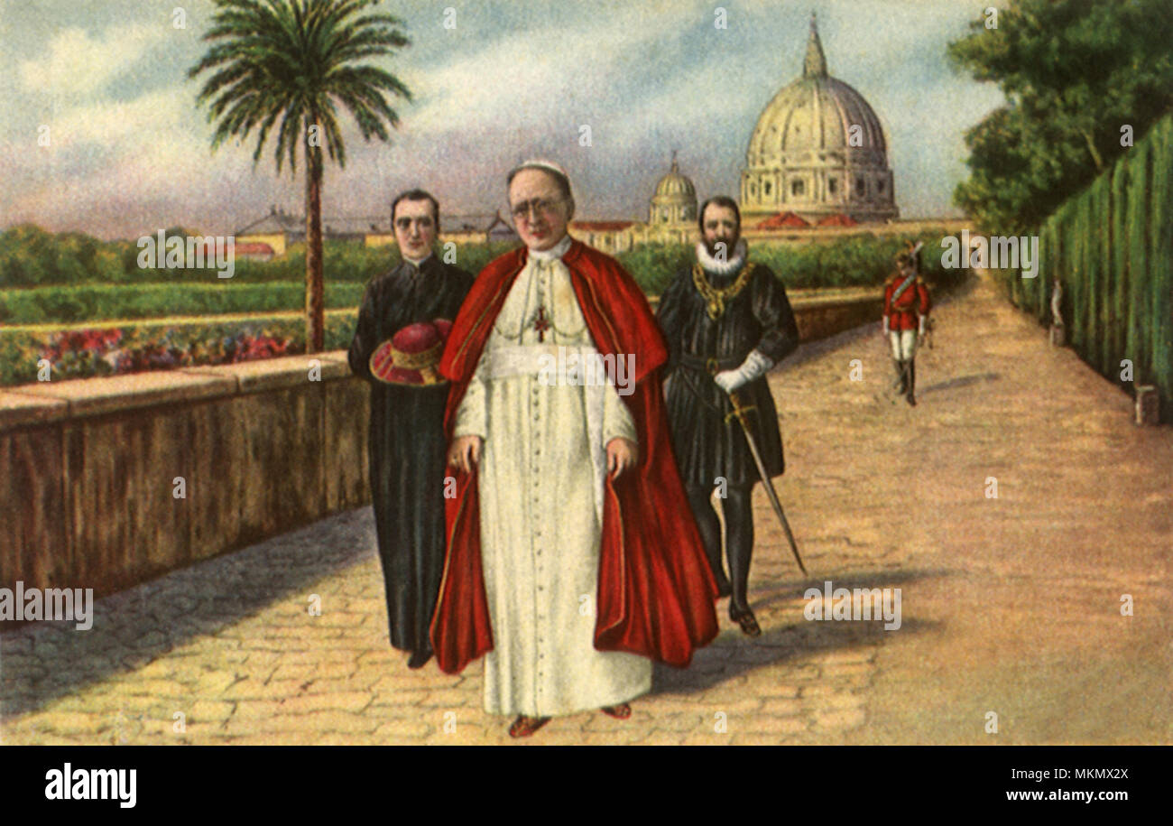 Pope Pius XII Walking in the Vatican Gardens
