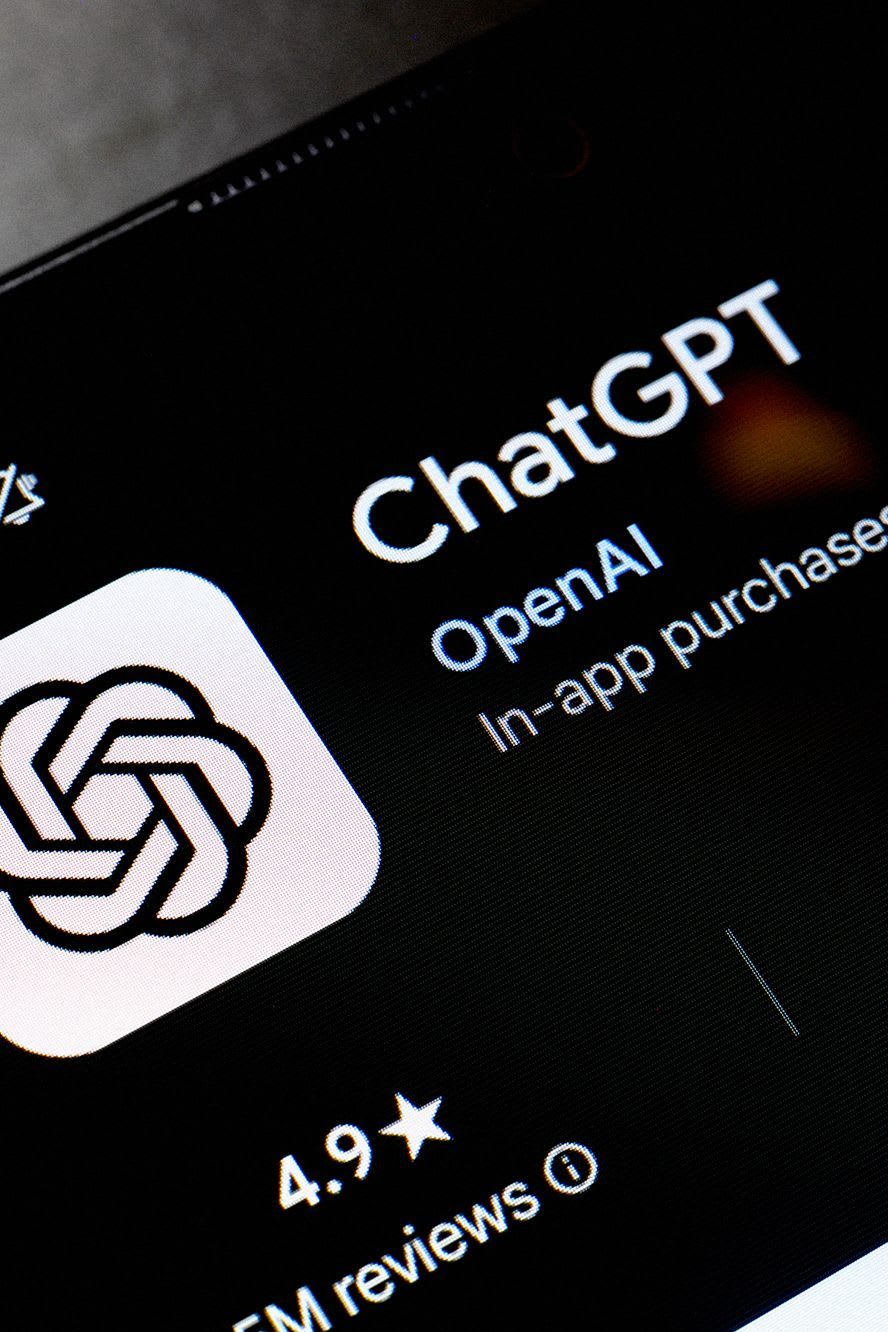 ChatGPT app listing on a mobile app store showing high user rating and in-app purchases.