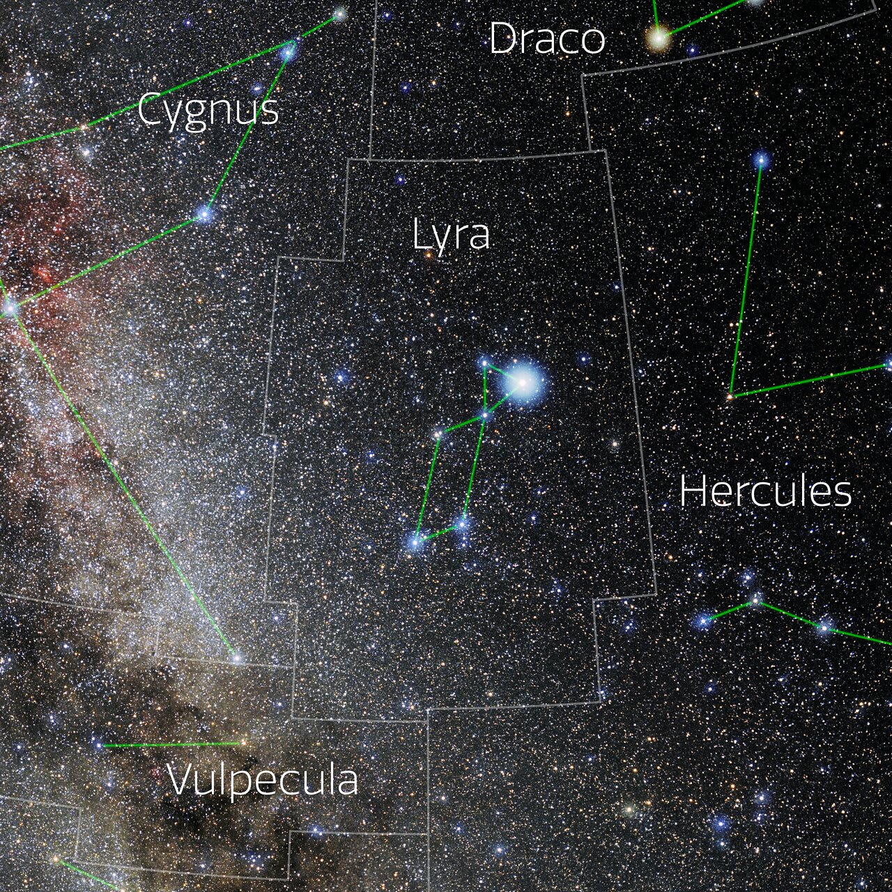 The Lyra constellation in the night sky.